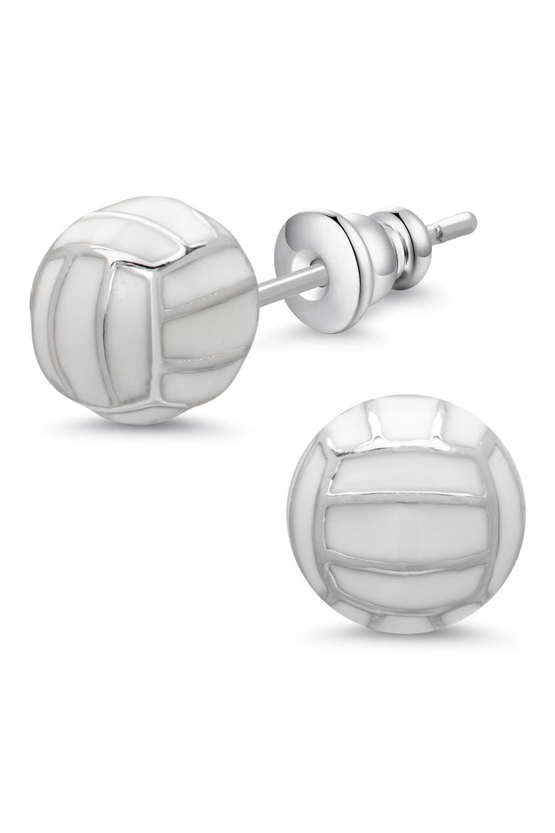 Kids' 3D Volleyball Stud Earrings, Main, color, SILVER