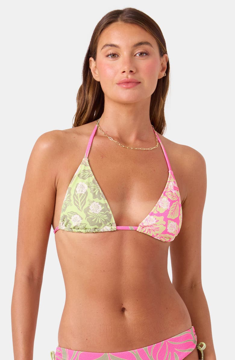 Roxy Stay Wild Tiki Triangle Bikini Top, Alternate, color, Pink Combo