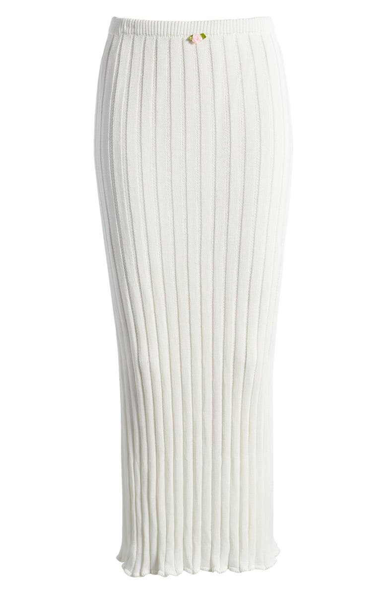 EDIKTED Rosebud Back Slit Knit Maxi Skirt, Alternate, color, White