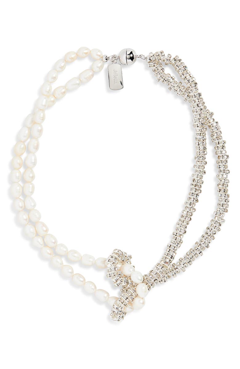 Julietta Minetta Freshwater Pearl & Rondelle Collar Necklace, Main, color, Pearl