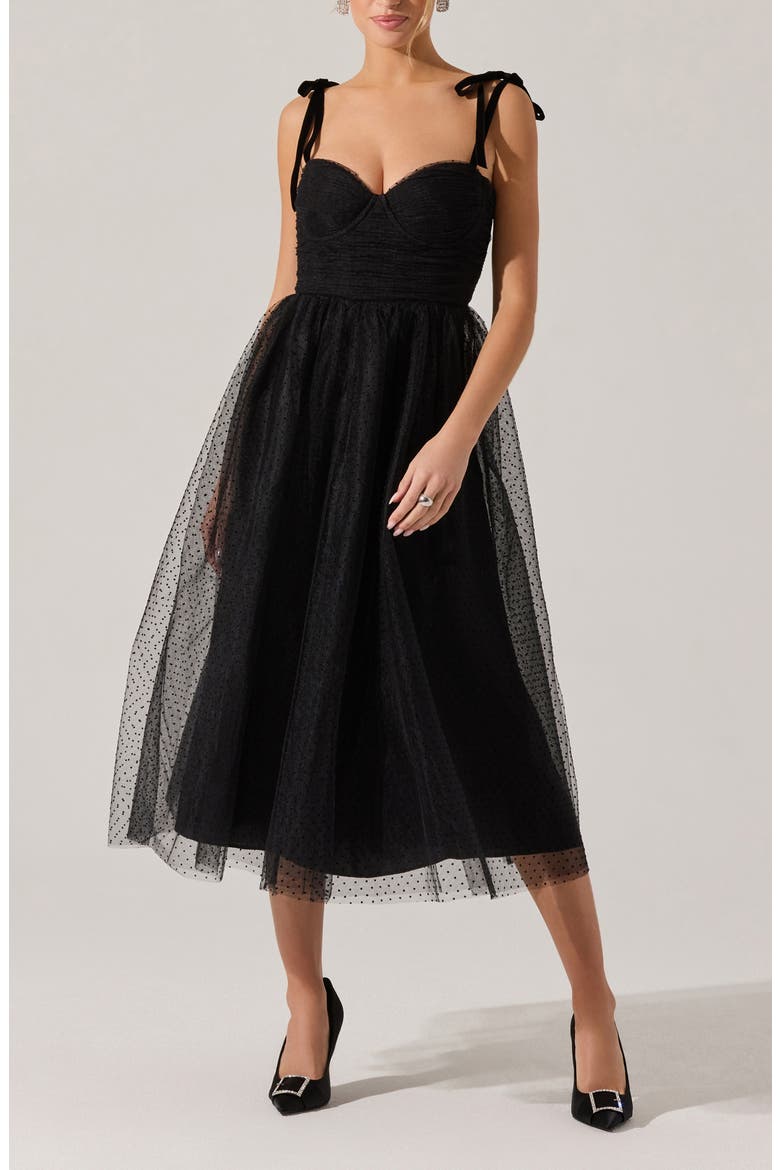 Karyme Tie Strap Midi Dress, Main, color, BLACK