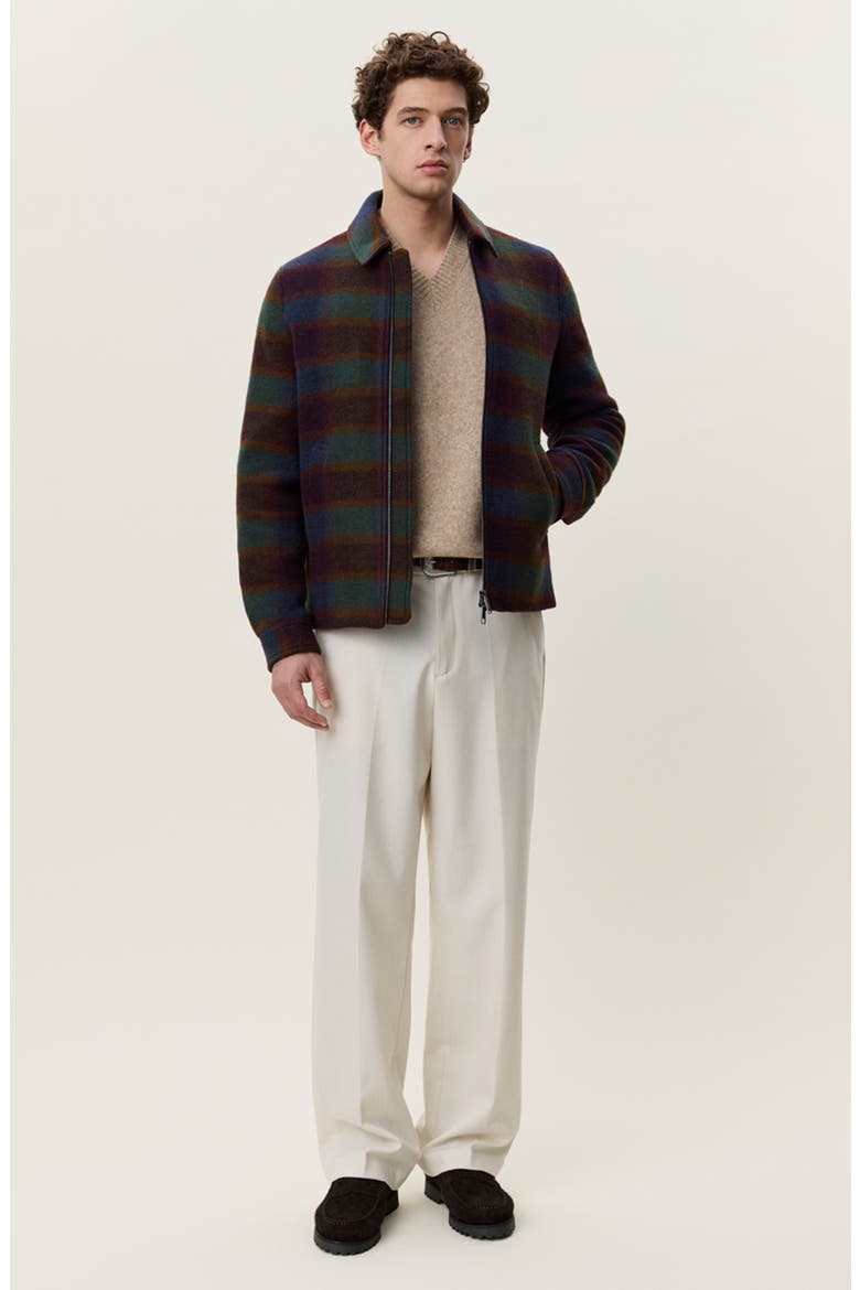 Check Wool Blend Coach Jacket, Alternate, color, ROSIN GREEN