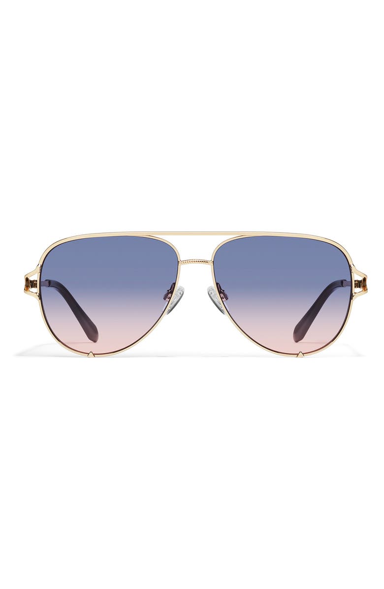 QUAY High Key Twist 60mm Gradient Aviator Sunglasses, Main, color, Gold/ Blue Rose