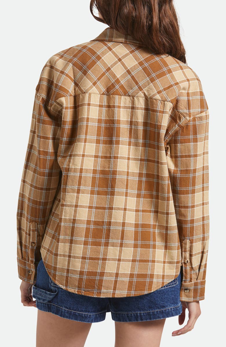 Brixton Bowery Plaid Cotton Twill Overshirt, Alternate, color, Washed Copper