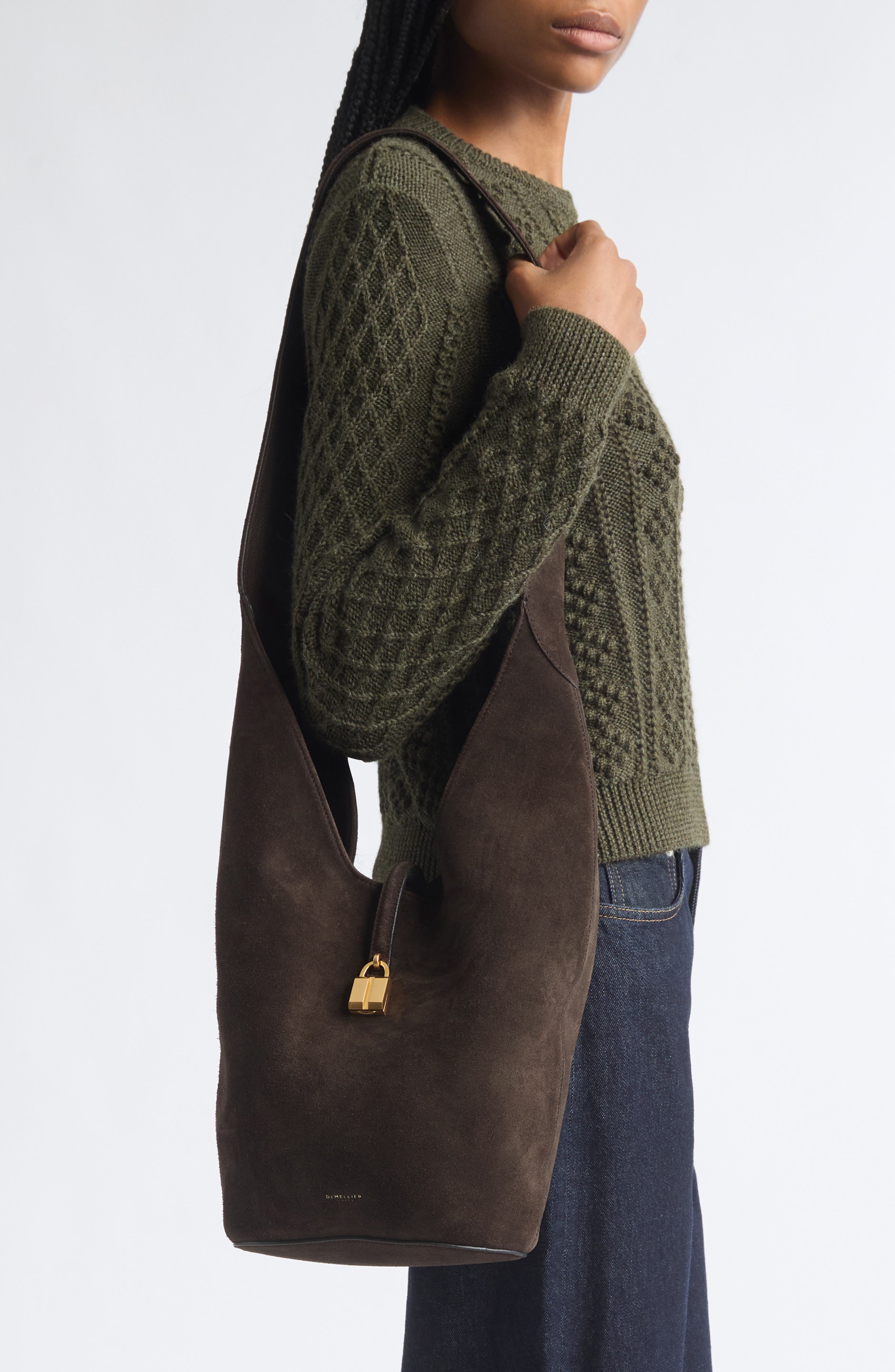 The Siena Suede Crossbody Bag, Alternate, color, DARK CHOCOLATE