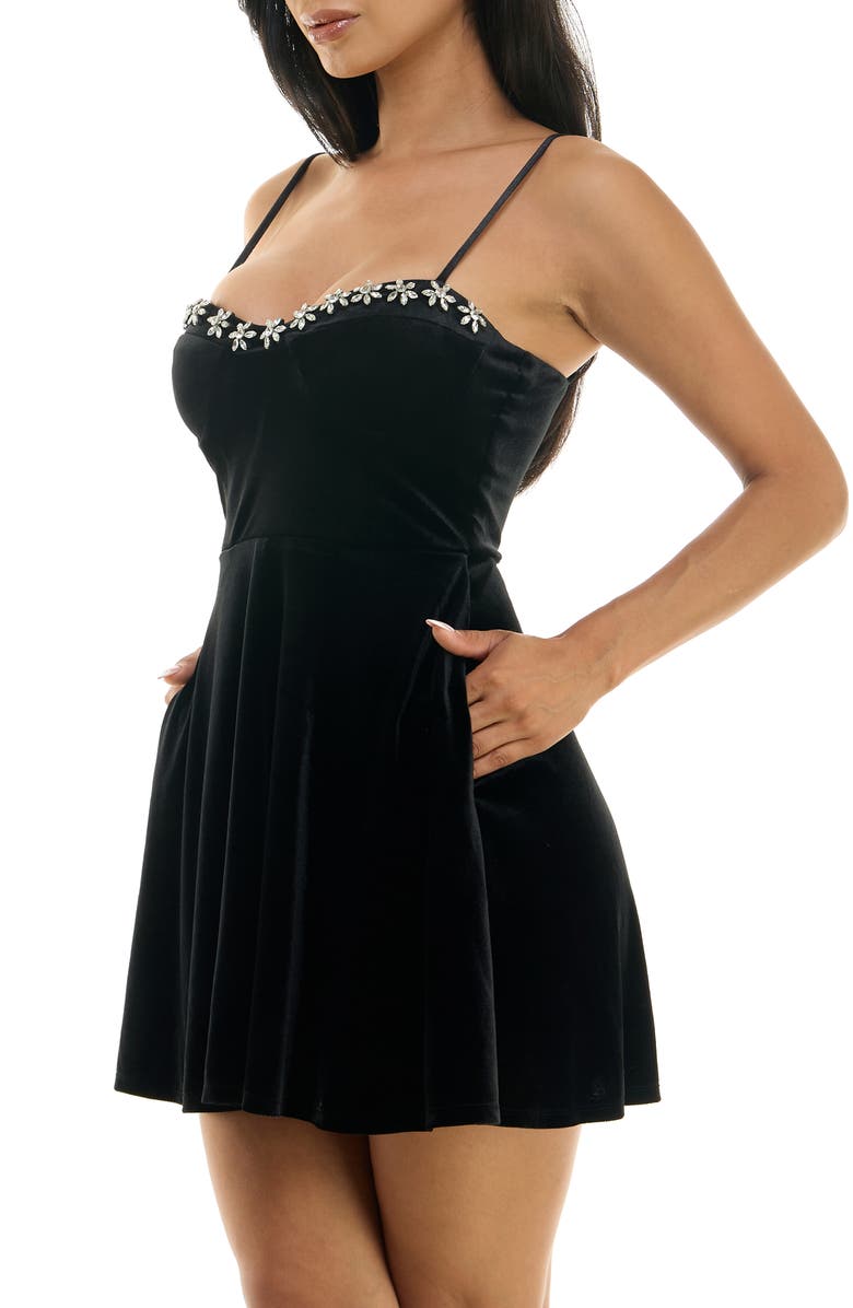 Speechless Crystal Flower Trim Minidress, Alternate, color, 