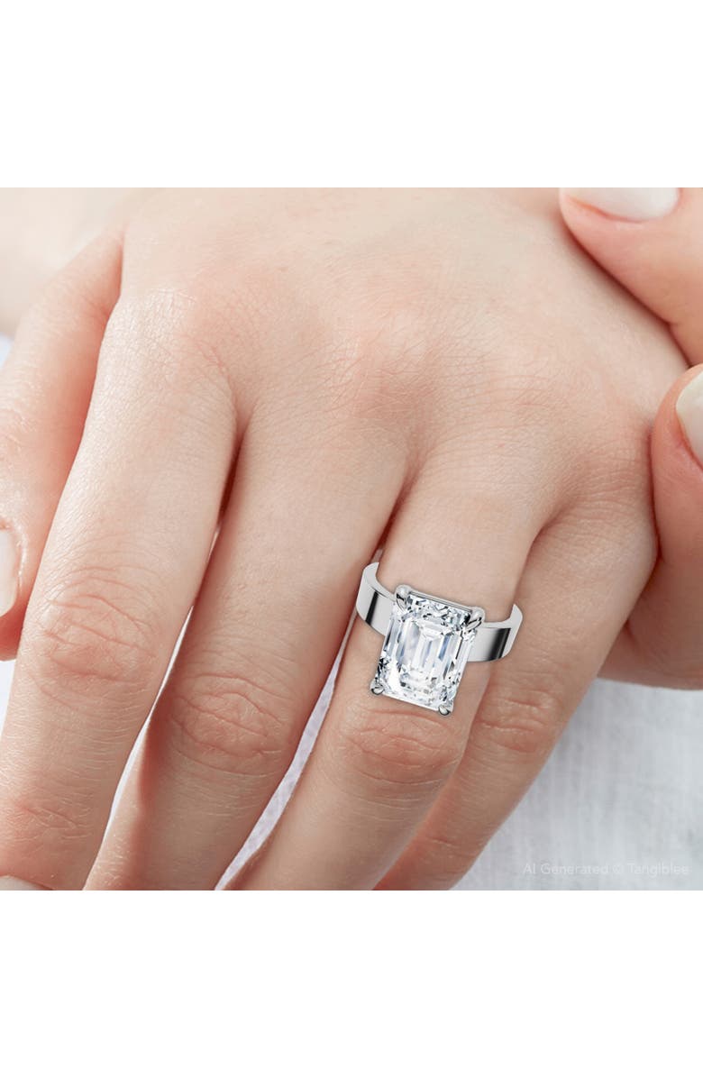 Bliss Diamond Certified 4Ct Emerald Diamond Cigar Band Engagement Ring Lab Grown, Alternate, color, 14K White Gold