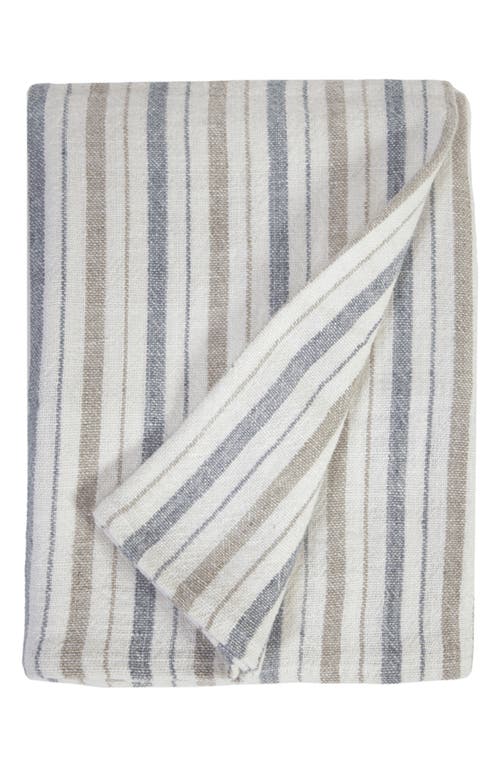 Pom Pom At Home Naples Striped Blanket In Ocean/natural