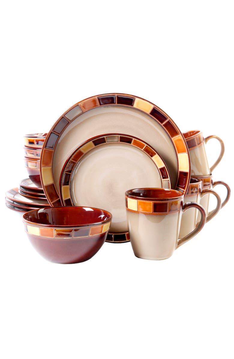 Gibson Elite Casa Estebana 16 pc Dinnerware Set, Main, color, Red