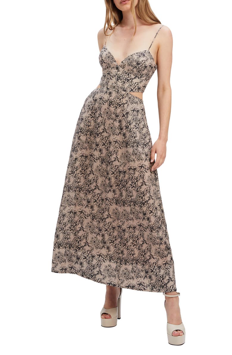 Bardot Racquel Floral Cutout Midi Dress, Main, color, 