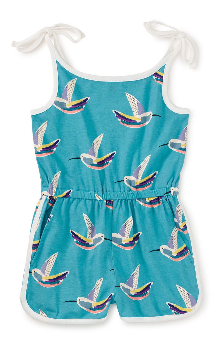 Tea Collection Tie Shoulder Sporty Romper, Main, color, 