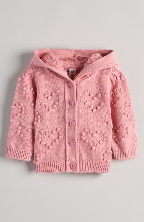 Bobble Stitch Hooded Heart Cardigan