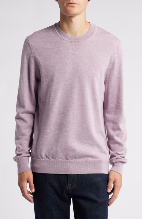 Nordstrom Mens Shop Sweater L Purple Gaia Heather Stripe NEW 100% Cotton outlet Crew