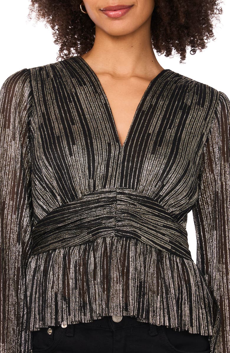 Parker V-Neck Long Sleeve Sequin Top, Alternate, color, Black/ Gold