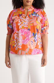 SUGARLIPS Reign Floral Cotton Puff Sleeve Top