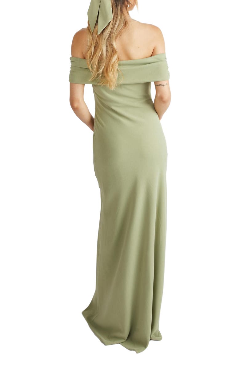 Six Stories Bardot Crepe Bridesmaid Dress, Alternate, color, Sage
