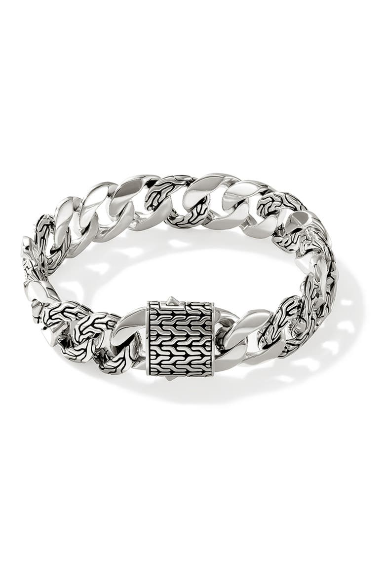 Curb Bracelet, 14mm, Alternate, color, SILVER