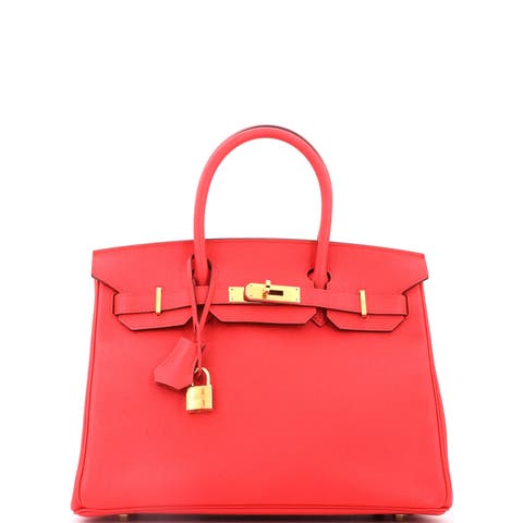 Birkin Handbag Red Epsom with Gold Hardware 30