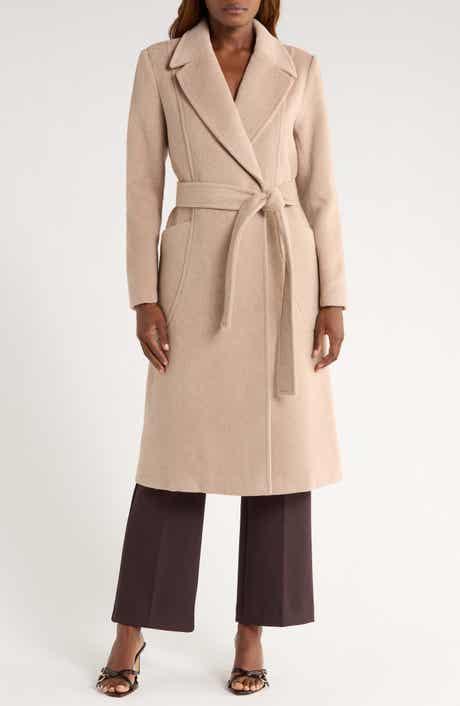 Bernardo Belted Wool Blend Longline Coat
