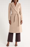 Bernardo Belted Wool Blend Longline Coat