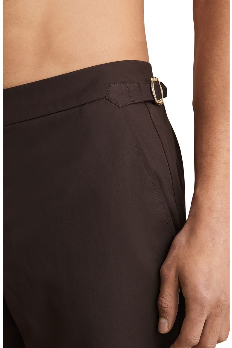 Sun Flat Front Swim Trunks, Alternate, color, CHOCOLATE BROWN