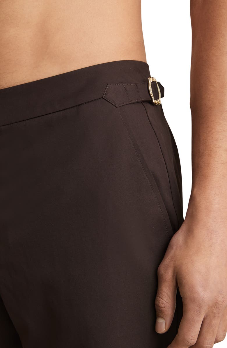 Reiss Sun Flat Front Swim Trunks, Alternate, color, Chocolate Brown