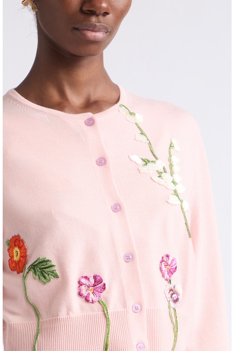 Classic Floral Embroidered Wool Cardigan, Alternate, color, BLUSH