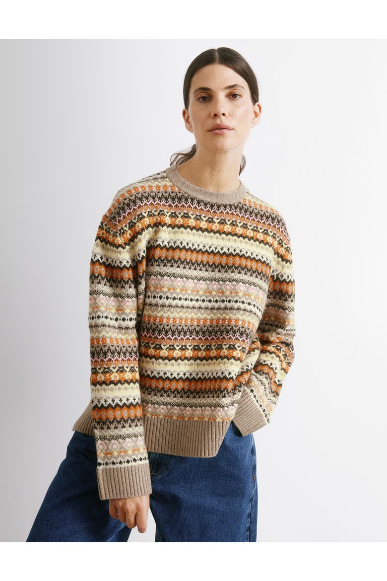 Fair Isle Long Sleeve Crew Neck Sweater, Main, color, Neutral