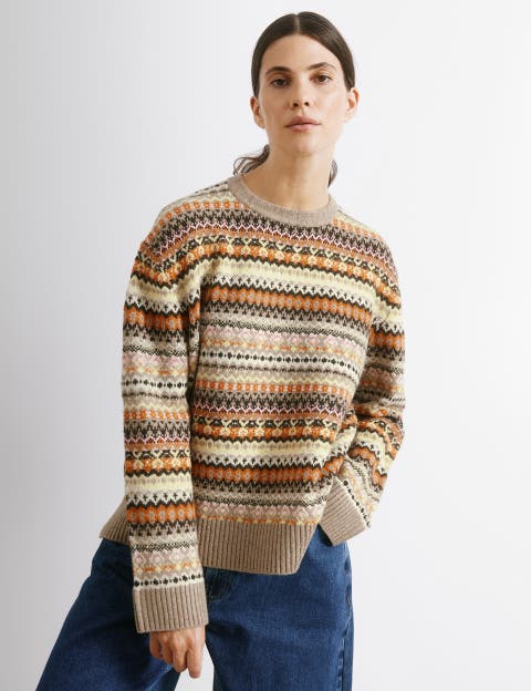 Fair Isle Long Sleeve Crew Neck Sweater