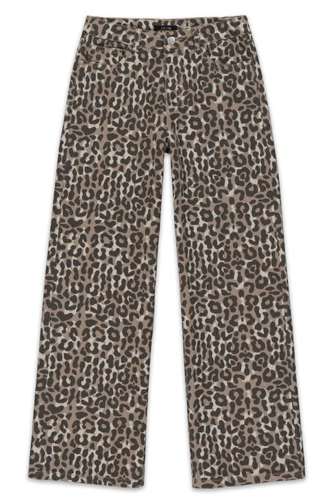 Kids' Mia Wide Leg Leopard Print Jeans