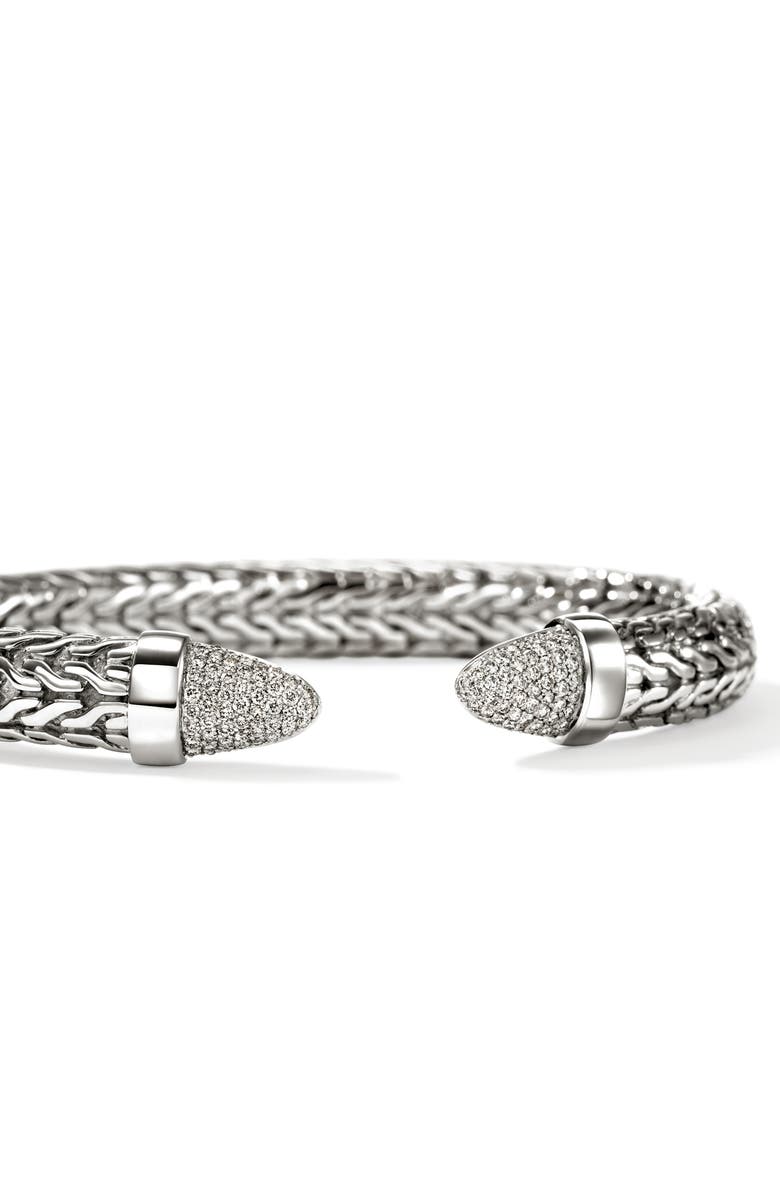 John Hardy Spear 50 Flex Cuff Bracelet, Sterling Silver, Diamonds, 8.9mm, Alternate, color, Silver White Diamond .77Ct