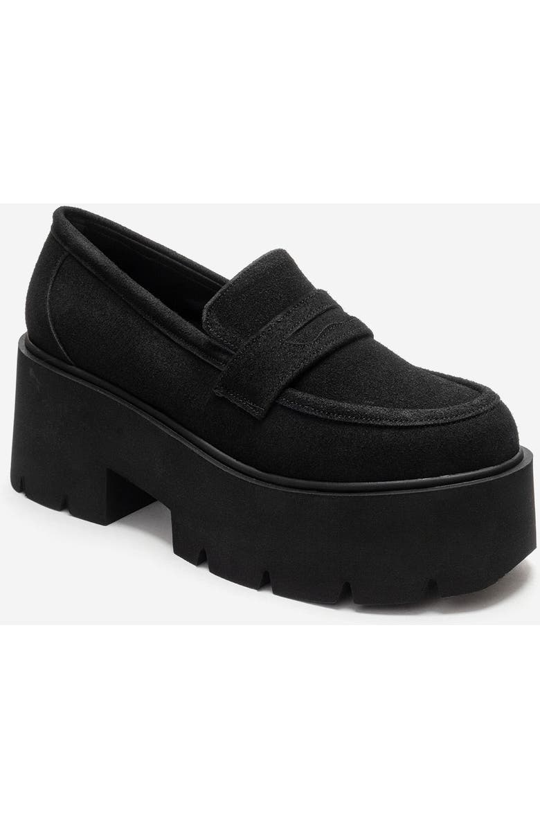 Prologue Shoes Santia Chunky Platform Loafer, Alternate, color, Black Suede