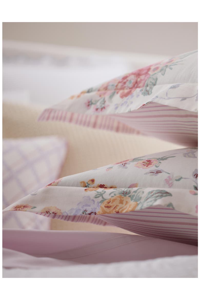 Selina Floral & Stripe Reversible Sateen Duvet Cover & Sham Set, Alternate, color, TRUE CREAM MULTI