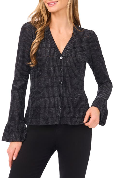 Metallic Rib Cardigan