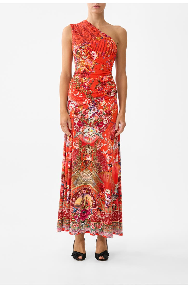 Camilla Gathered Jersey One Shoulder Dress, Main, color, Olé Olé