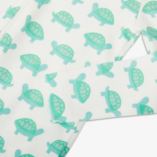 Shop Primary Baby Organic Animal Friends Zip Footie In Clover Baby Turtles