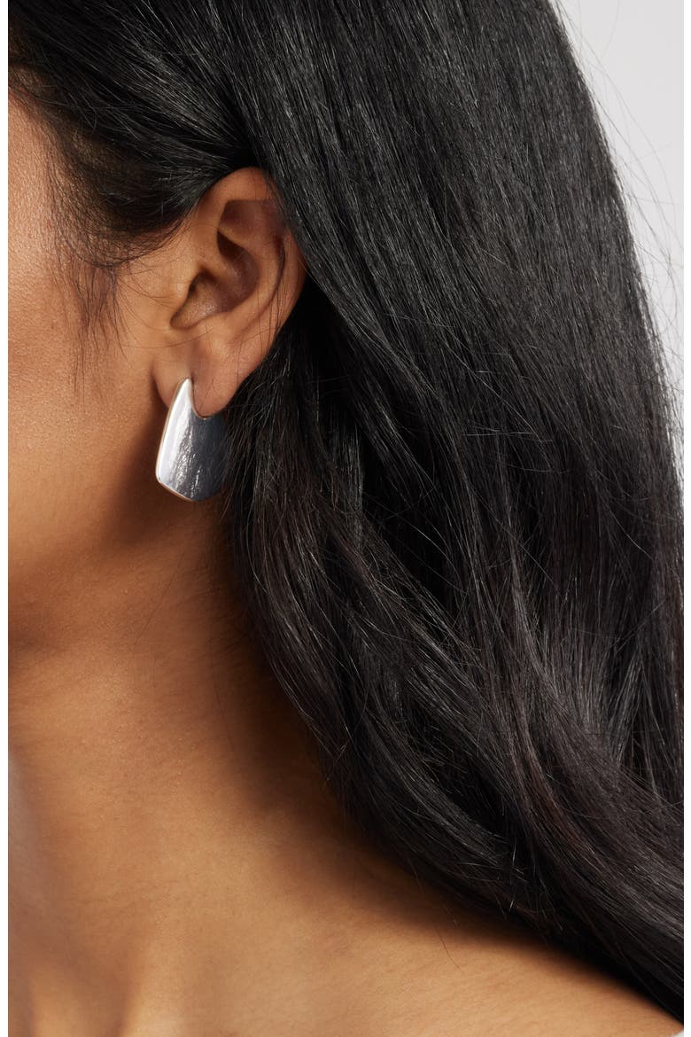 Rounded Triangular Drop Earrings, Alternate, color, SILVER