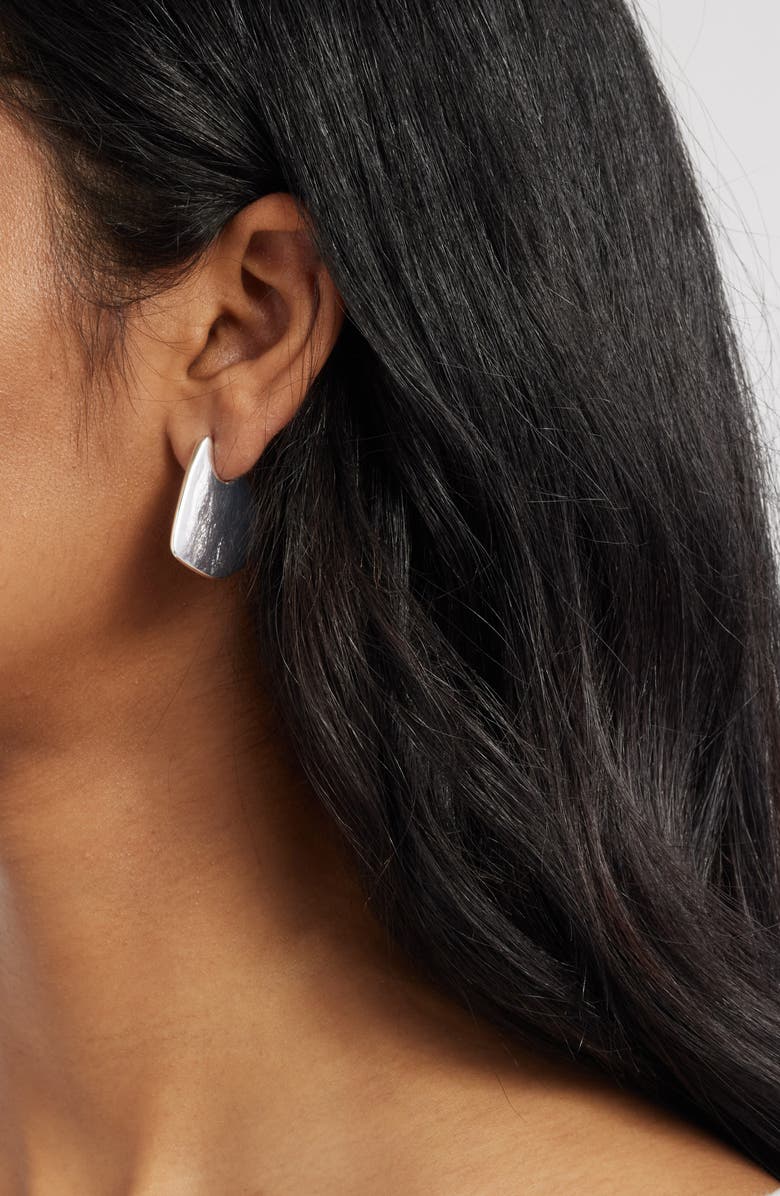 Open Edit Rounded Triangular Drop Earrings, Alternate, color, Silver