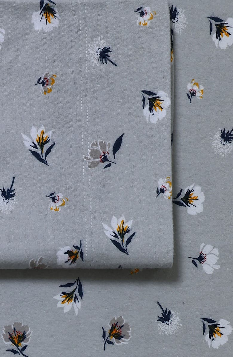 AZORES HOME Floryn Cotton Flannel Sheet Set, Alternate, color, Grey