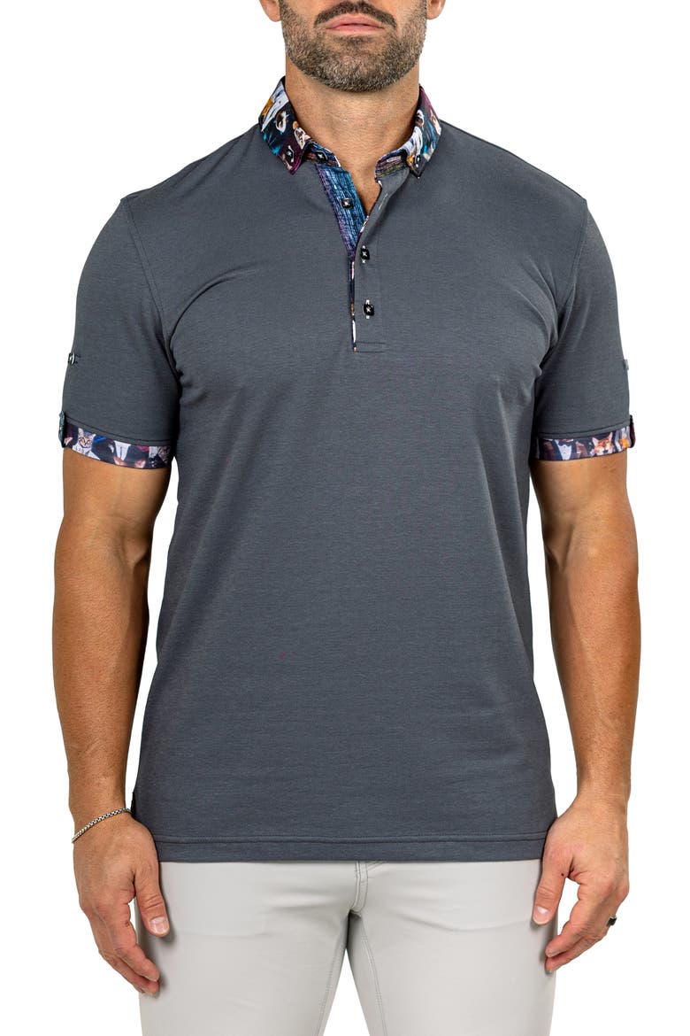 Newton Marthyr0028 Grey Button-Down Piqué Polo, Main, color, GREY