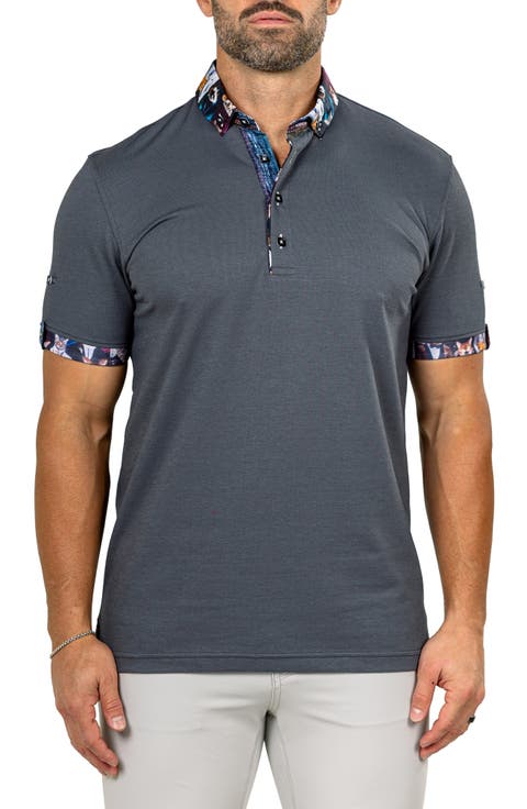 Newton Marthyr0028 Grey Button-Down Piqué Polo