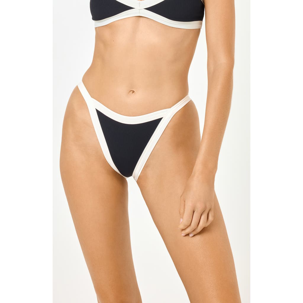 Shop L*space Lspace Mackenzie Full Bikini Bottoms In Black/cream