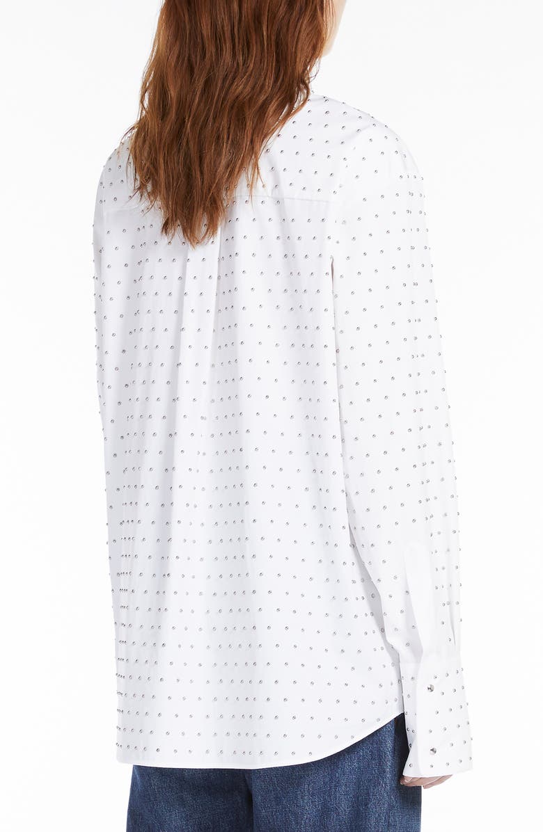 SPORTMAX Studded Cotton Poplin Button-Up Shirt, Alternate, color,