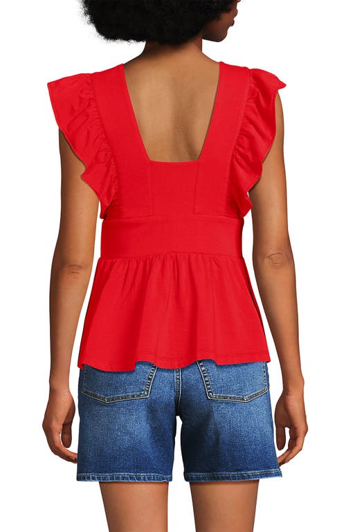 LANDS' END LANDS' END LIGHTWEIGHT JERSEY RUFFLE PEPLUM TOP