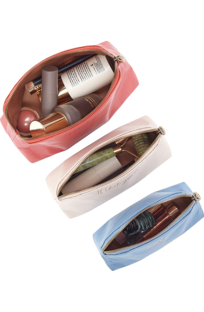 HOBO Set of 3 Leather Pouches, Alternate, color, Pink Mirage