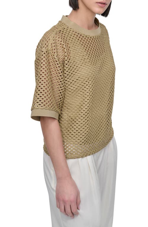 Dkny Open Stitch Short Sleeve Top In Green