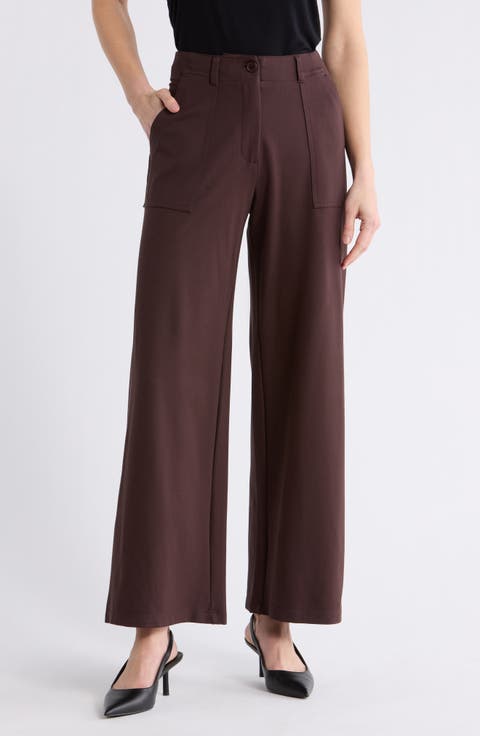 Ponte High Waist Wide Leg Pants