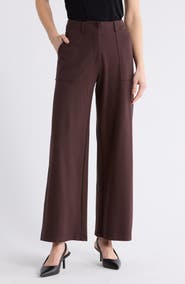 MAX STUDIO Ponte High Waist Wide Leg Pants