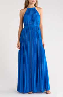 Helyos Pleated Maxi Halter Dress