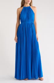 Ted Baker London Helyos Pleated Maxi Halter Dress